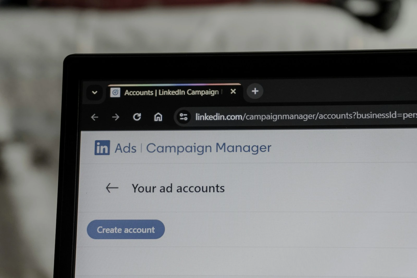 Real photograph of LinkedIn campaign management on a laptop