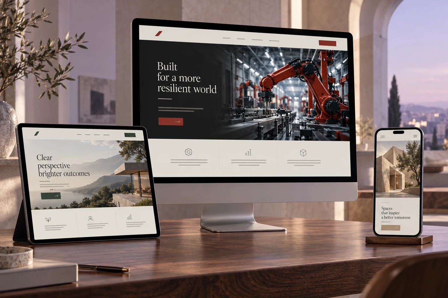 AI-generated responsive corporate website concepts